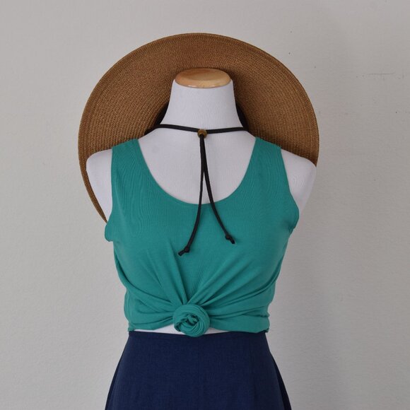 Vintage 80s Green Cotton/Poly Tank Top‎ | size L - Picture 10 of 12